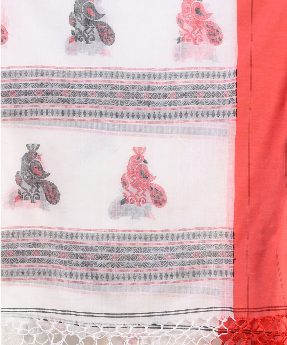 White red handloom bengal cotton saree