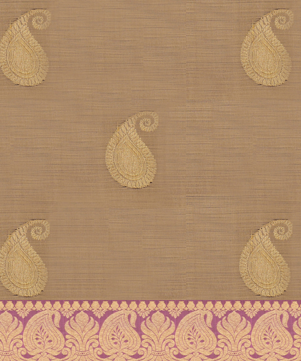 Grey with purple handwoven kanjivaram silk saree