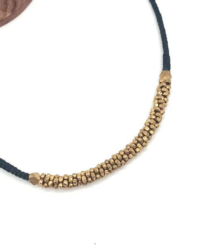 Black thread Handcrafted Golden Brass Necklace