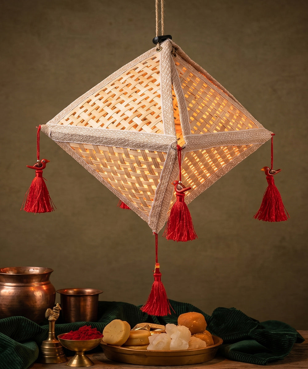 Jhoomar Handcrafted Bamboo Lantern Natural