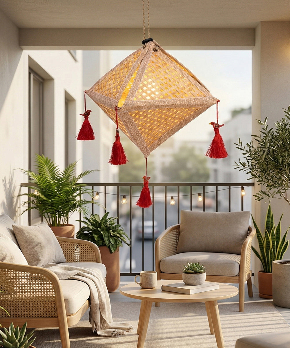 Jhoomar Handcrafted Bamboo Lantern Natural