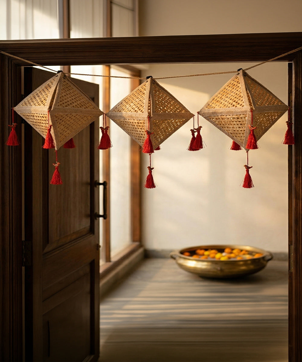 Jhoomar Handcrafted Bamboo Lantern Natural