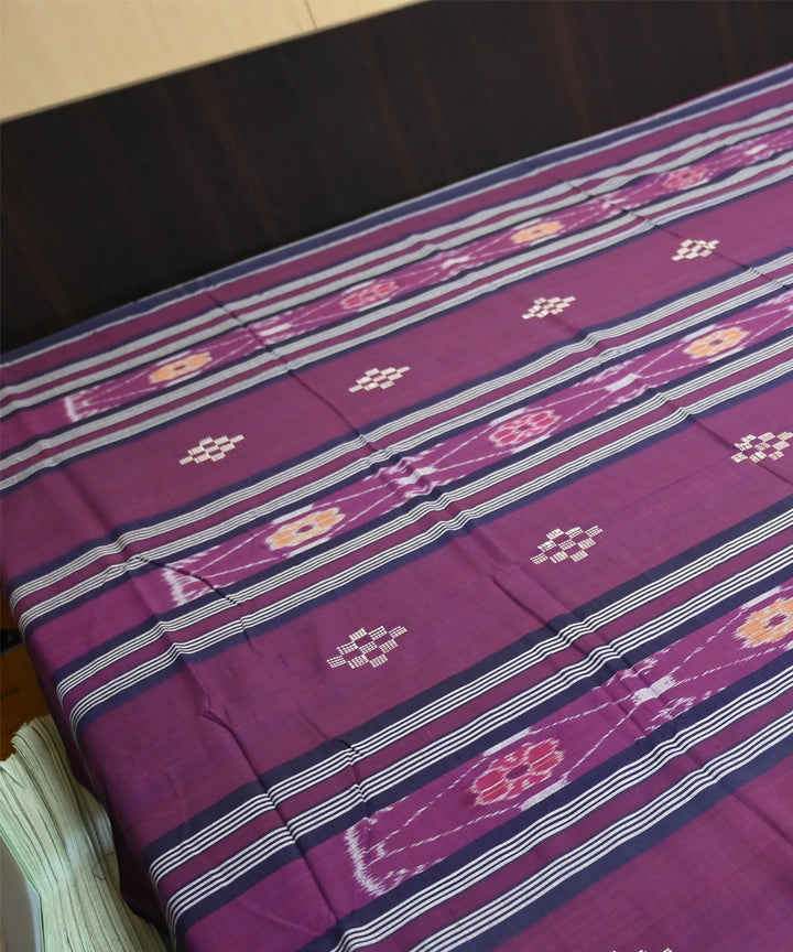 Dark magenta multi colour handmade sambalpuri cotton bedsheet