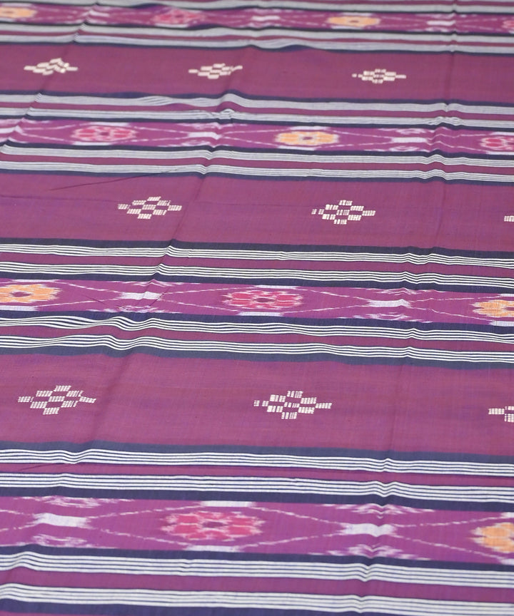 Dark magenta multi colour handmade sambalpuri cotton bedsheet