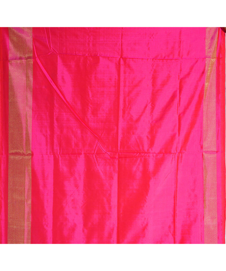 Pink offwhite handwoven pochampally ikat silk saree