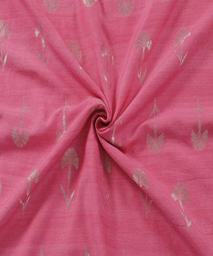 Peach handloom banarasi silk fabric