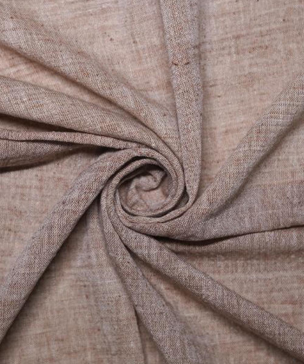 Brown yarn dyed handspun handwoven cotton fabric