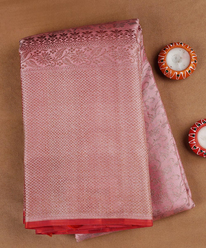 Pink handwoven kanjivaram silk saree