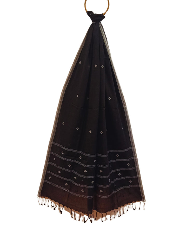 Black handwoven cotton jamdani stole