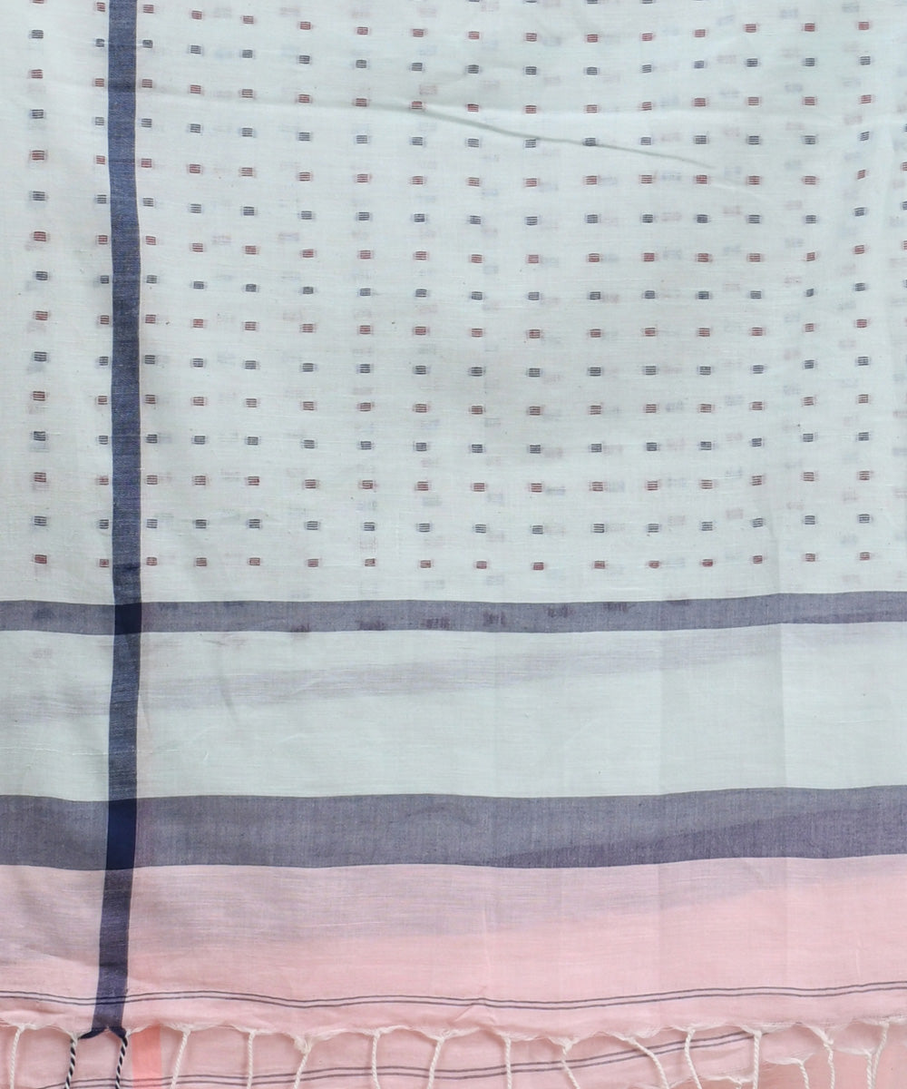 Baby pink  handloom cotton bengal saree