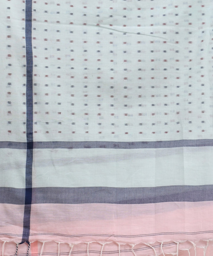 Baby pink  handloom cotton bengal saree