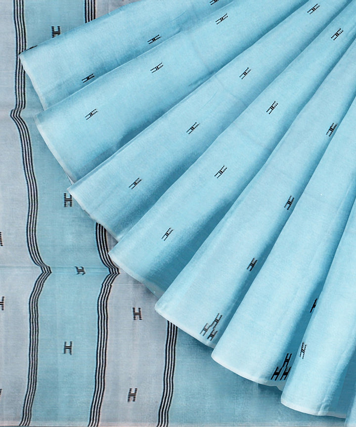 Light sky blue handloom cotton bengal saree