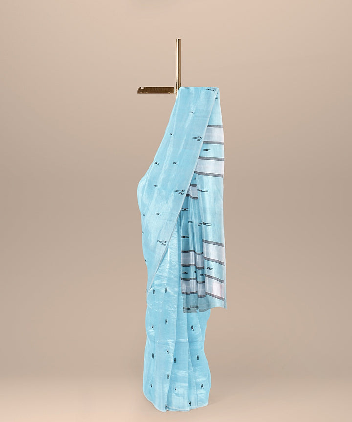 Light sky blue handloom cotton bengal saree