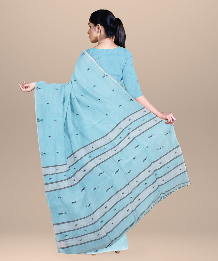 Light sky blue handloom cotton bengal saree