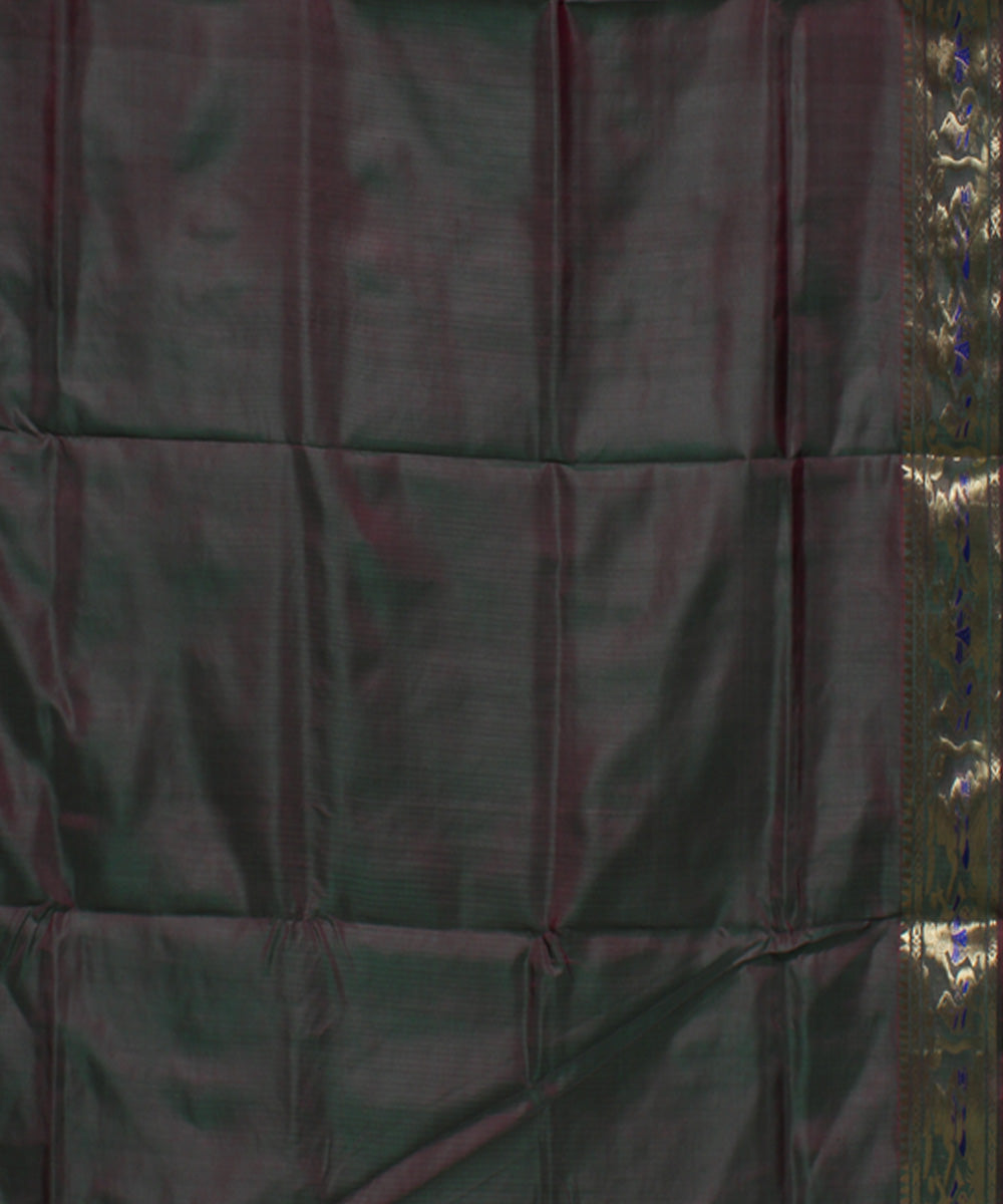 Pista green dual shaded handwoven swarnachari baluchari silk saree