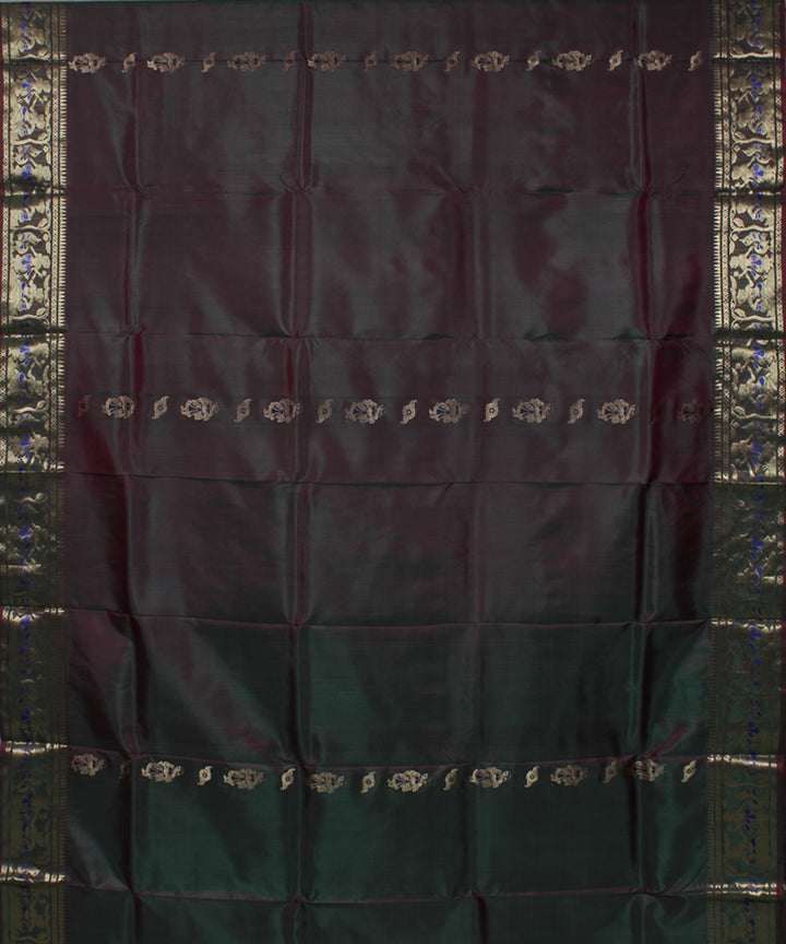Pista green dual shaded handwoven swarnachari baluchari silk saree