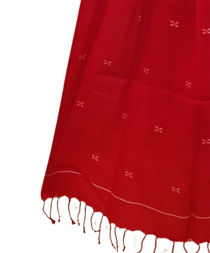 Red handwoven jamdani cotton stole