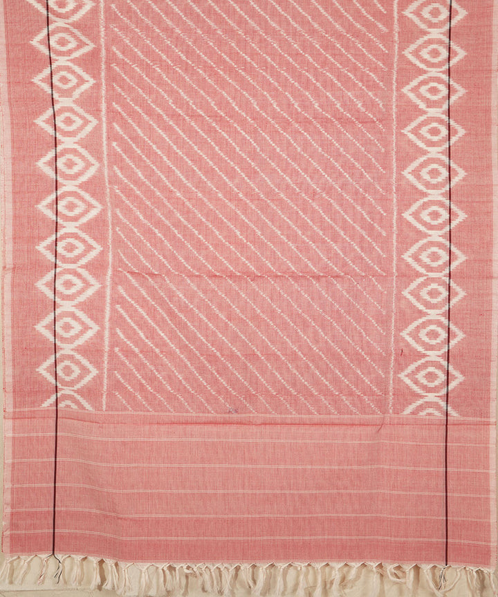 Light pink handwoven cotton pochampally ikat dupatta