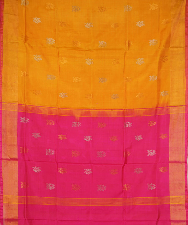 Mustard pink silk handloom uppada saree