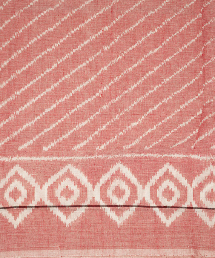 Light pink handwoven cotton pochampally ikat dupatta