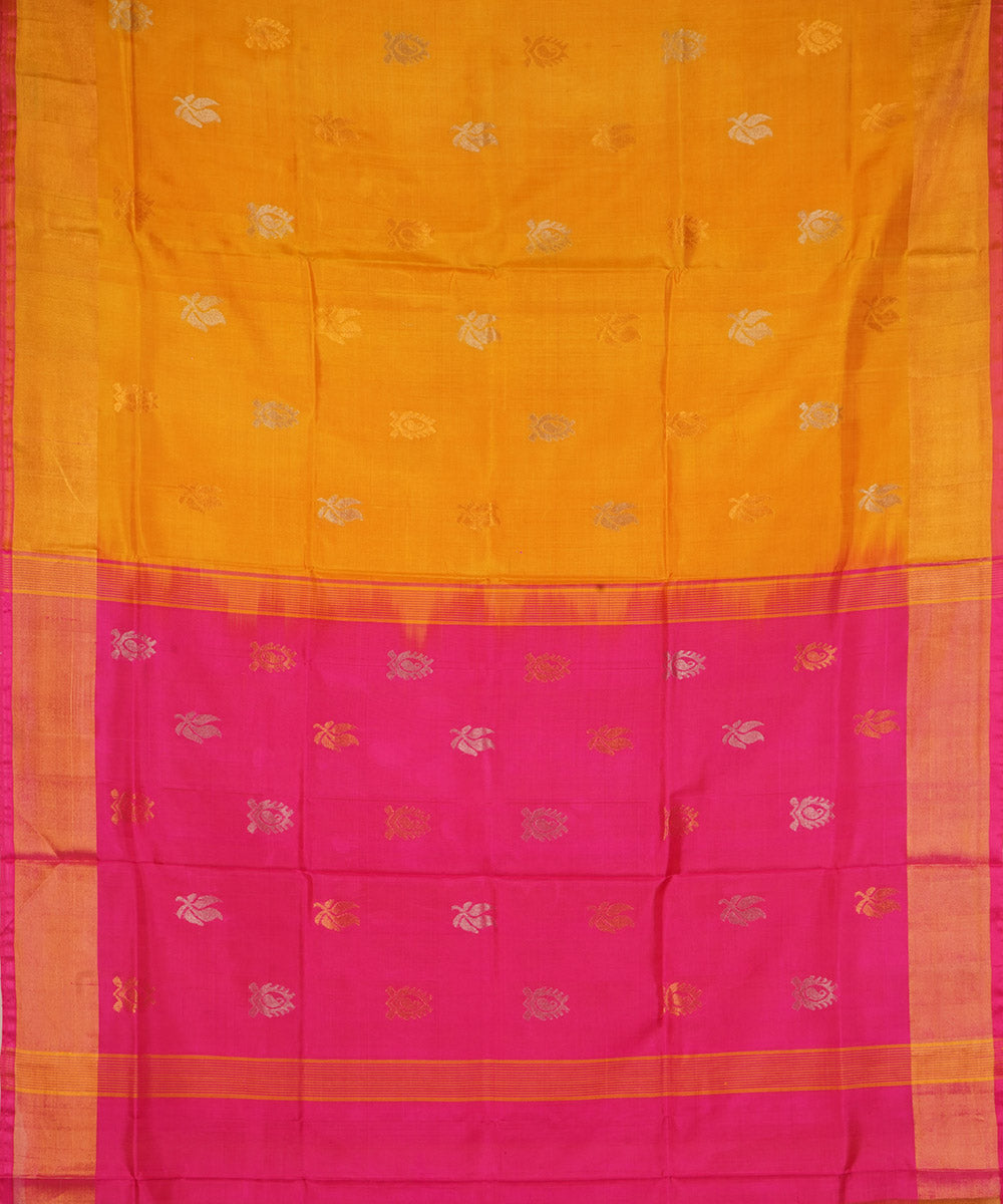 Mustard pink silk handloom uppada saree