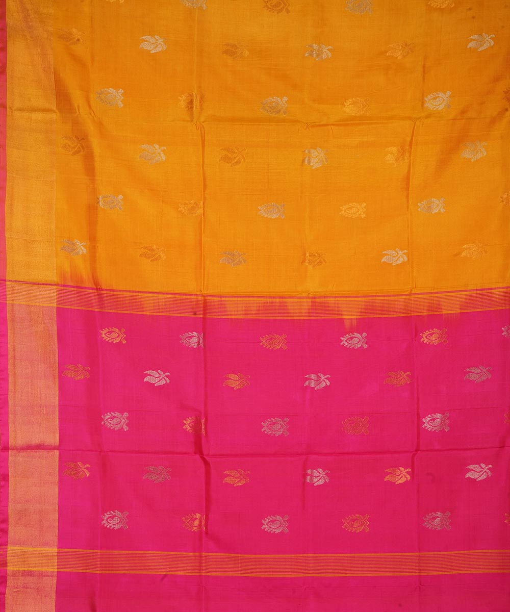 Mustard pink silk handloom uppada saree