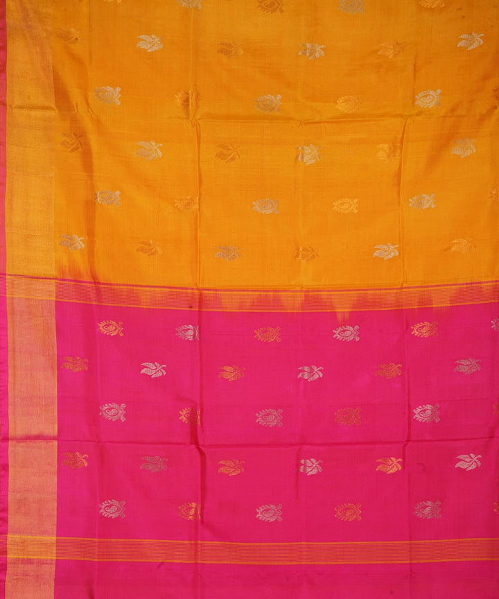 Mustard pink silk handloom uppada saree