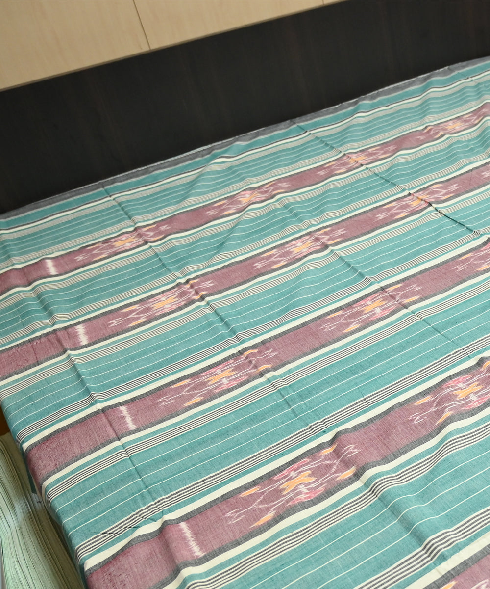 Celadon green bright lavender handmade sambalpuri cotton bedsheet