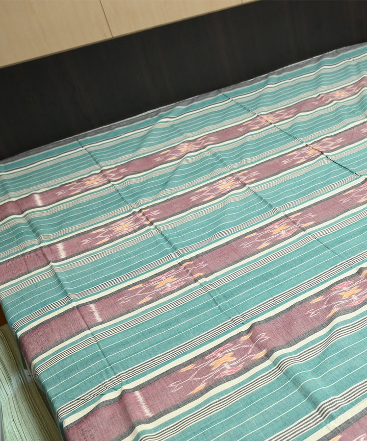 Celadon green bright lavender handmade sambalpuri cotton bedsheet