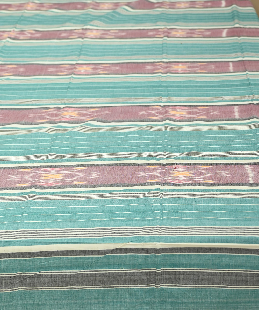 Celadon green bright lavender handmade sambalpuri cotton bedsheet