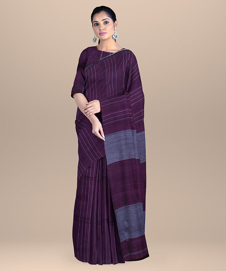 Purple handloom bengal cotton saree