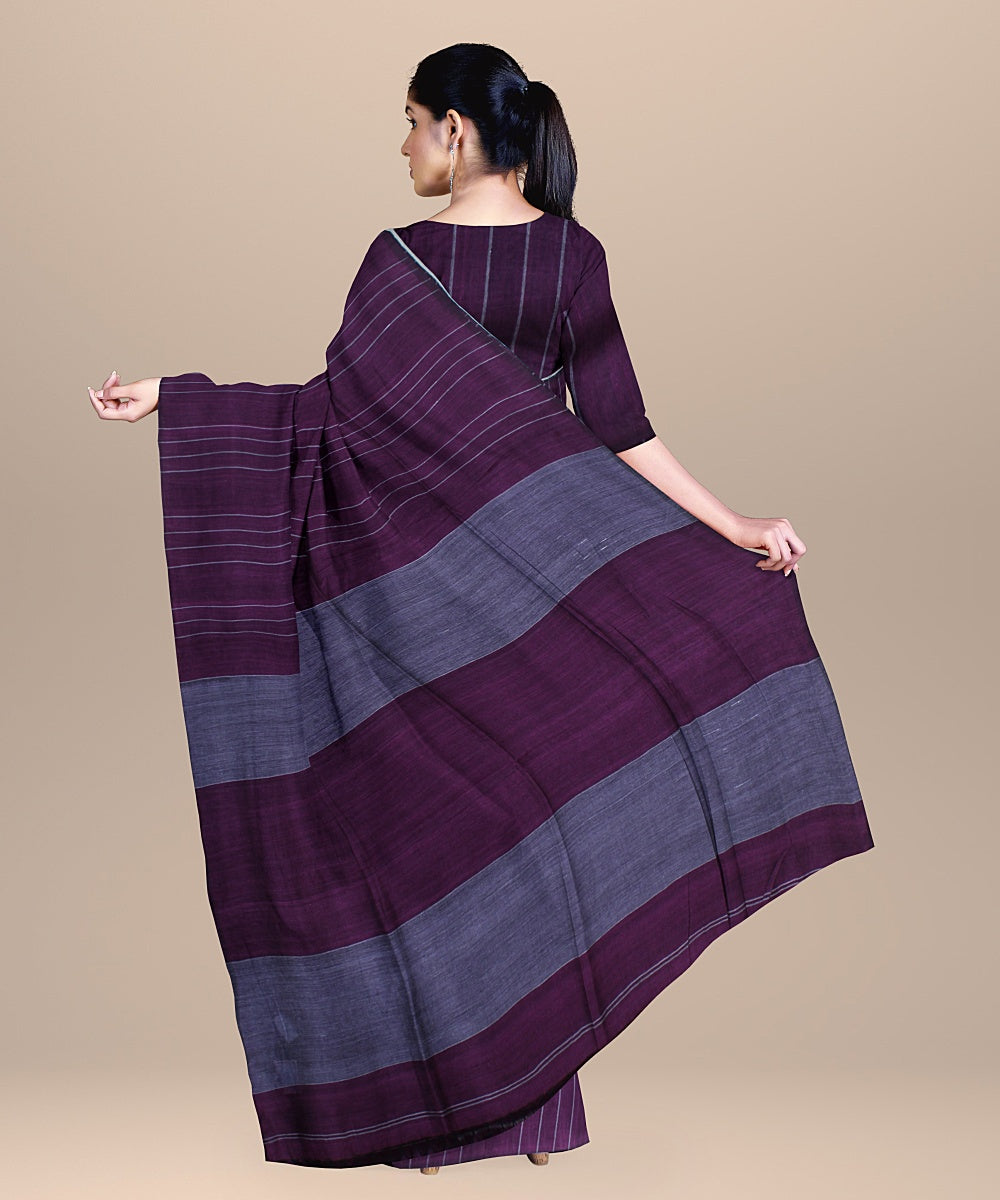 Purple handloom bengal cotton saree