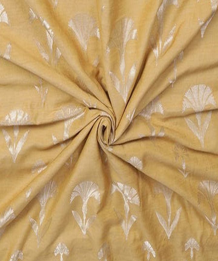 Yellow handloom banarasi silk fabric