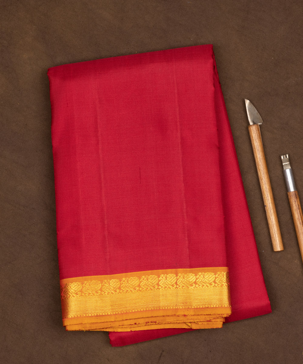Red with orange handwoven kanjivaram silk saree