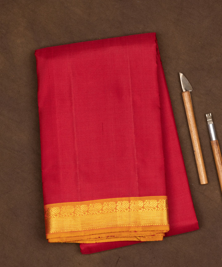 Red with orange handwoven kanjivaram silk saree