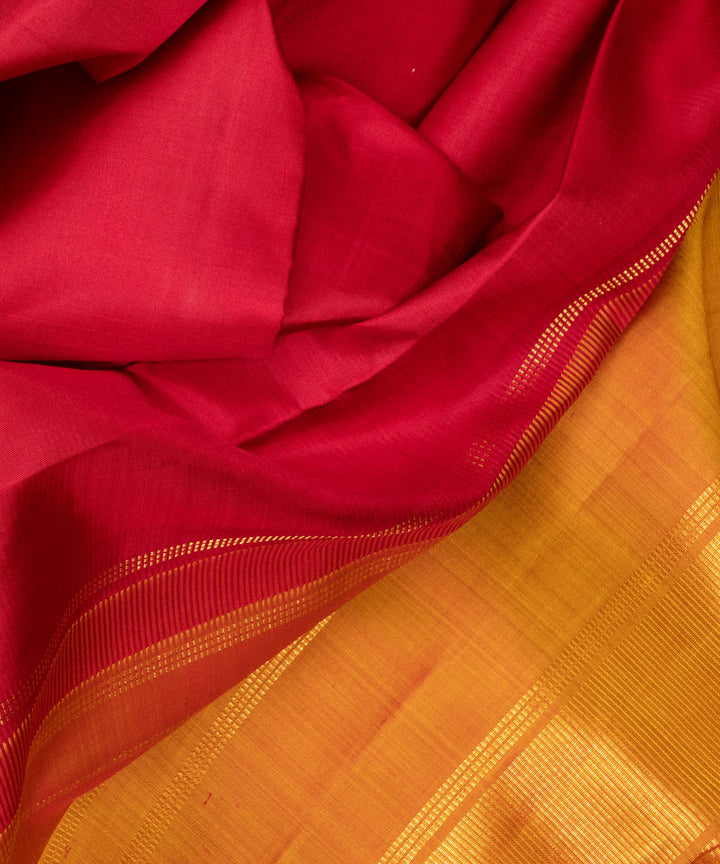 Red with orange handwoven kanjivaram silk saree