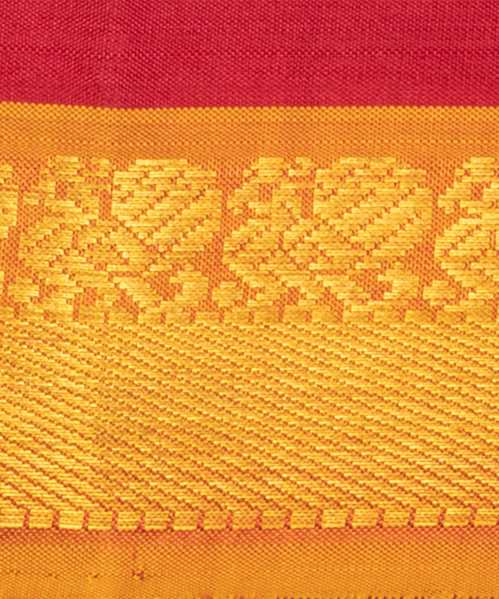 Red with orange handwoven kanjivaram silk saree