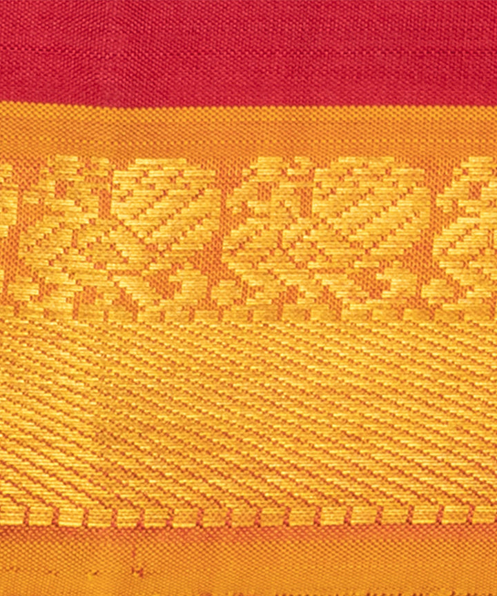Red with orange handwoven kanjivaram silk saree