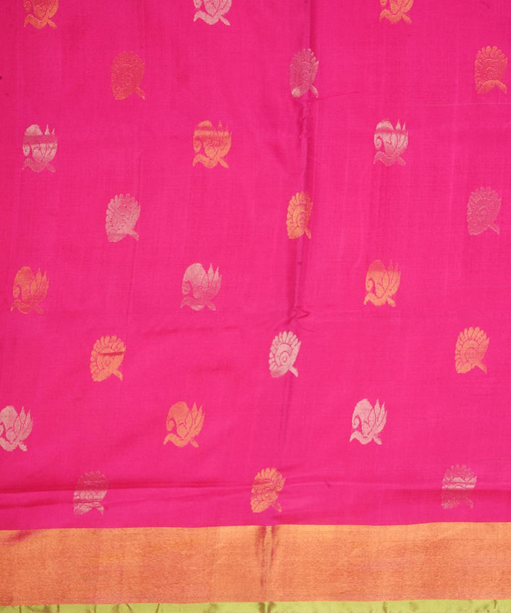 Pink light green silk handloom uppada saree