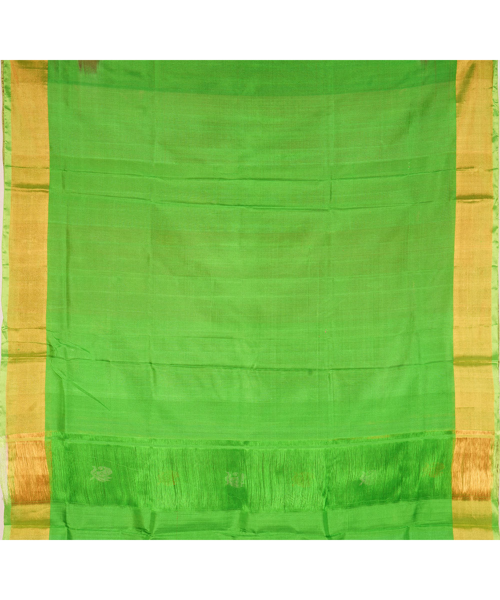 Pink light green silk handloom uppada saree