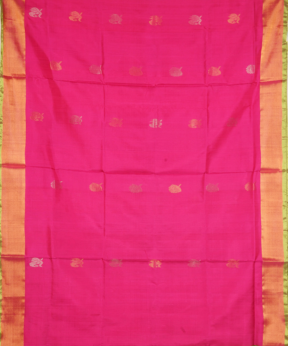 Pink light green silk handloom uppada saree