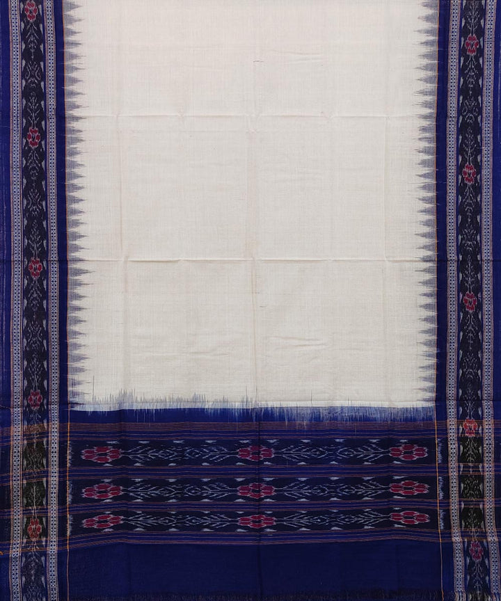 White blue handwoven cotton sambalpuri dupatta