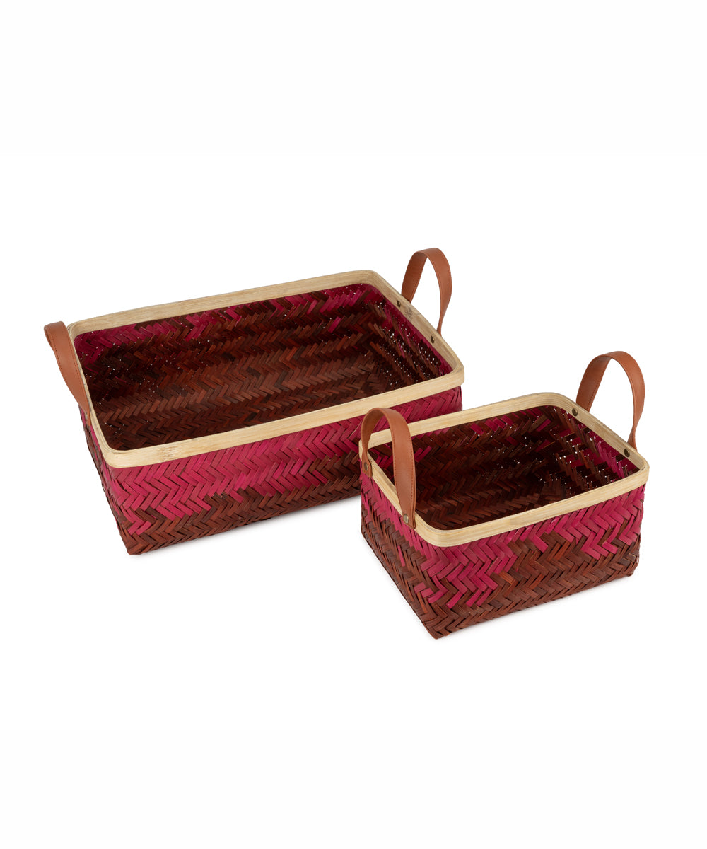 Blush Handcrafted Bamboo Tray - Set of 2