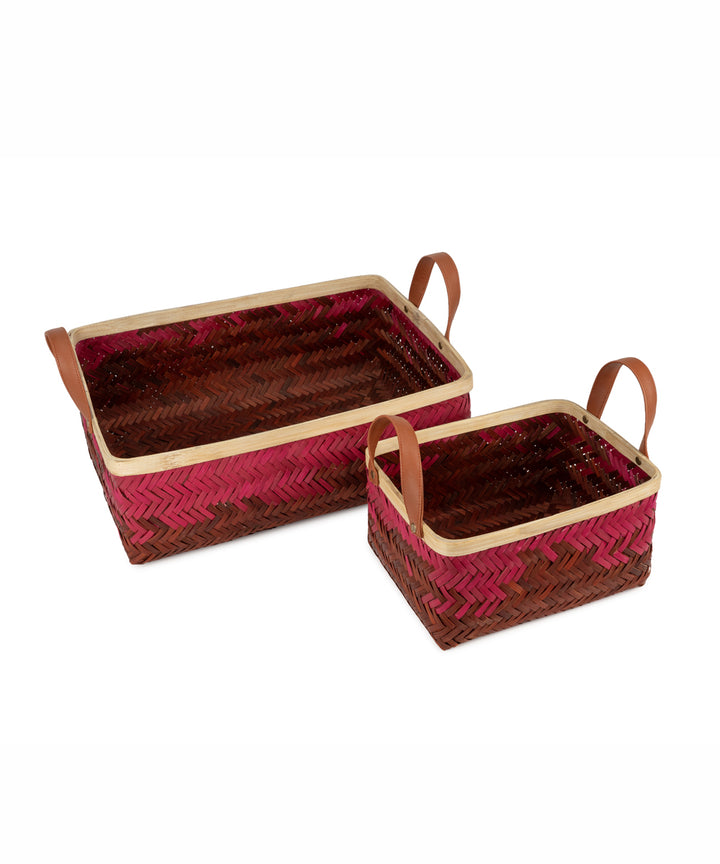 Blush Handcrafted Bamboo Tray - Set of 2