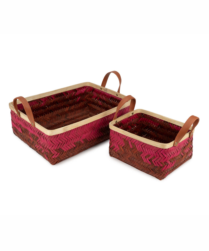 Blush Handcrafted Bamboo Tray - Set of 2