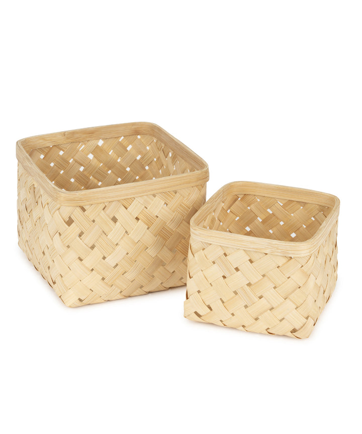 Aurea Handcrafted Bamboo Basket - Set of 2