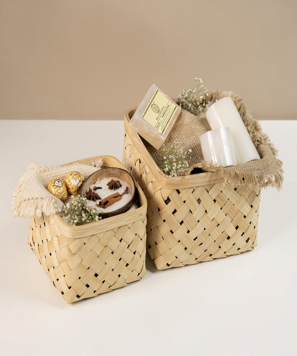 Aurea Handcrafted Bamboo Basket - Set of 2