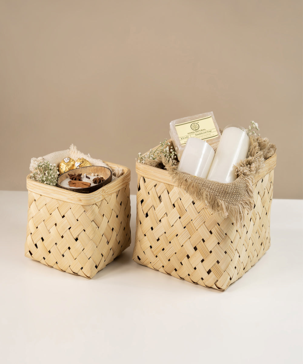 Aurea Handcrafted Bamboo Basket - Set of 2