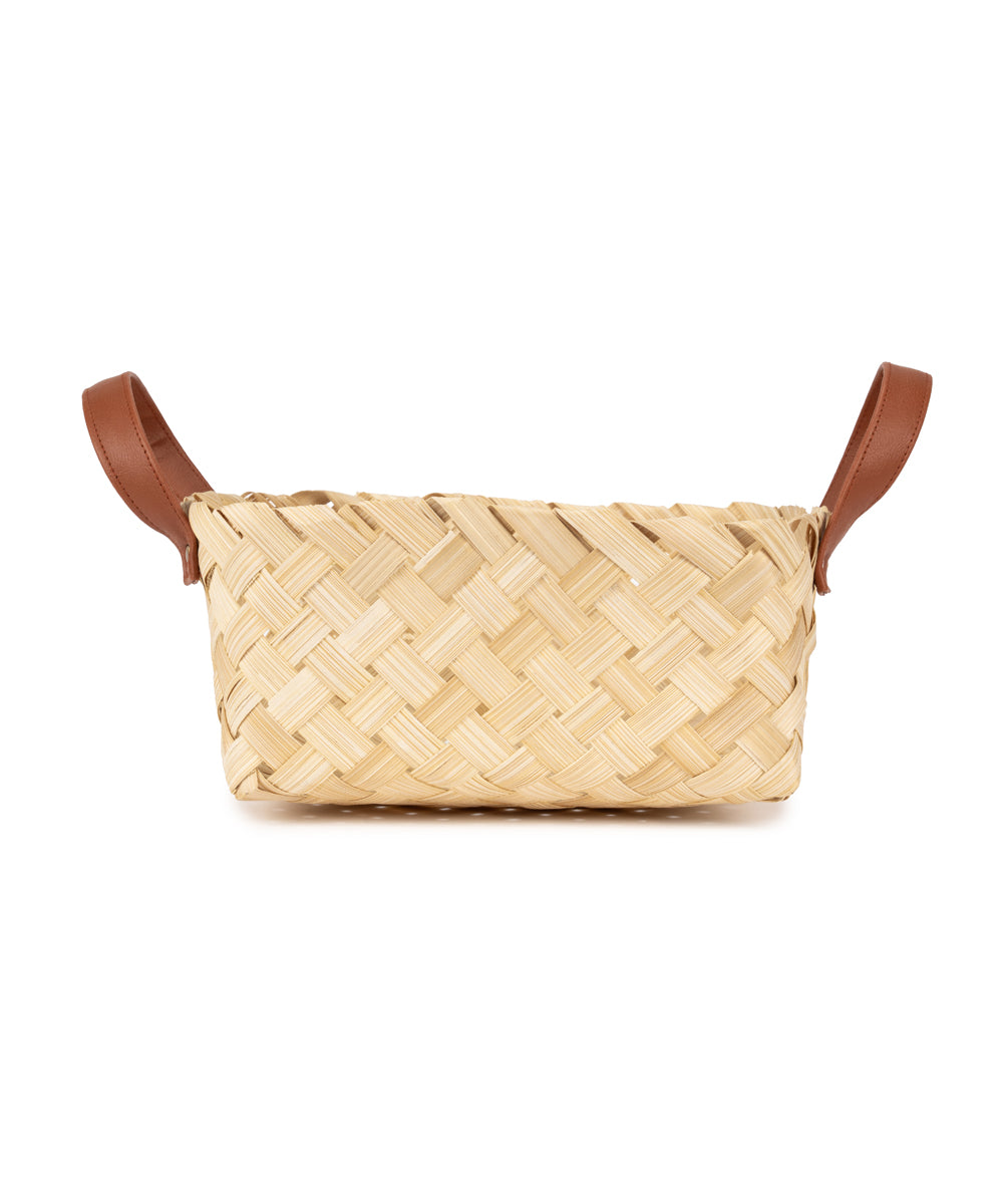 Avella Handcrafted Bamboo Basket with Handles - Setr of 2