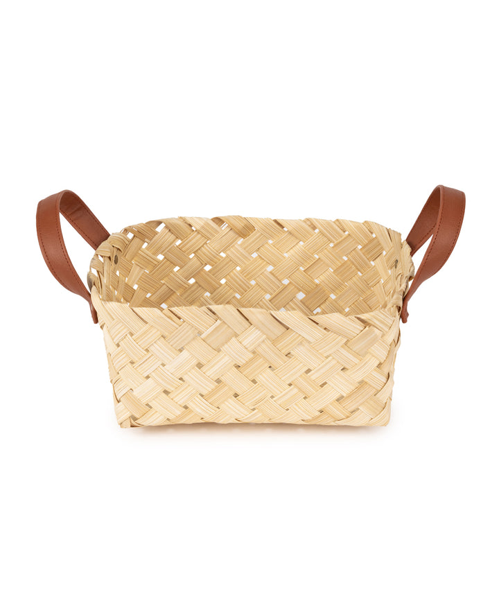Avella Handcrafted Bamboo Basket with Handles - Setr of 2